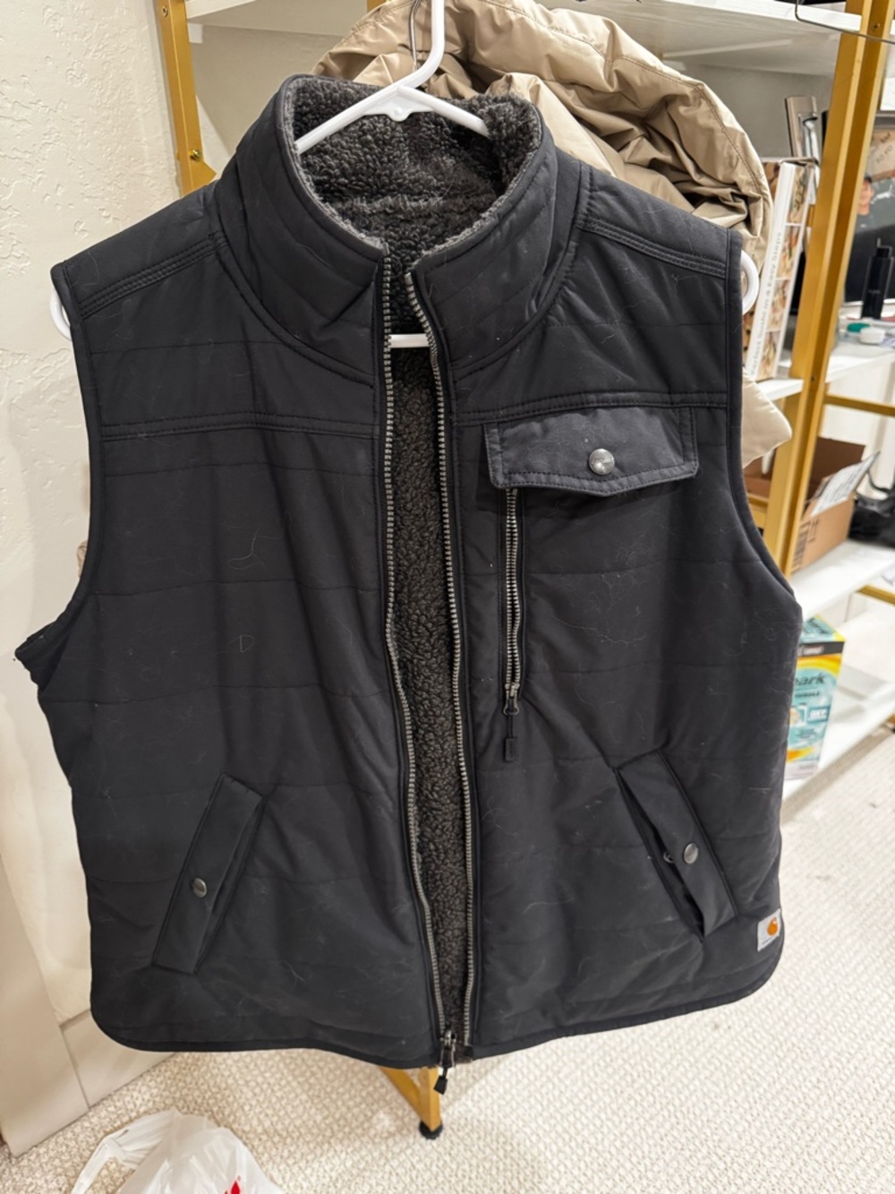Carhartt women’s Black Sherpa-Lined Quilted Vest